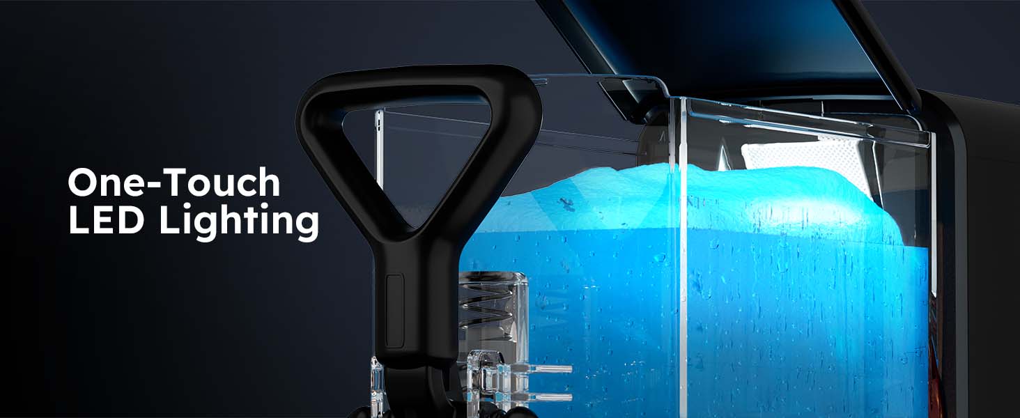 Mojgar Pro 3L Slush Machine features one-touch LED lighting for enhanced visibility and a stylish look. Perfect for home and commercial settings, ensuring easy monitoring of drink consistency while adding a modern touch to your frozen beverage experience.